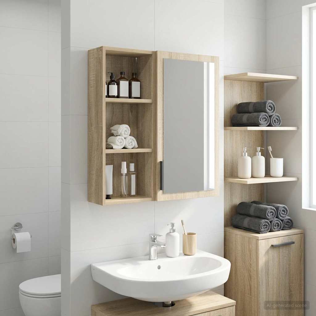Badezimmer-Wandschrank Sonoma-Eiche 30 x 14 x 70 cm