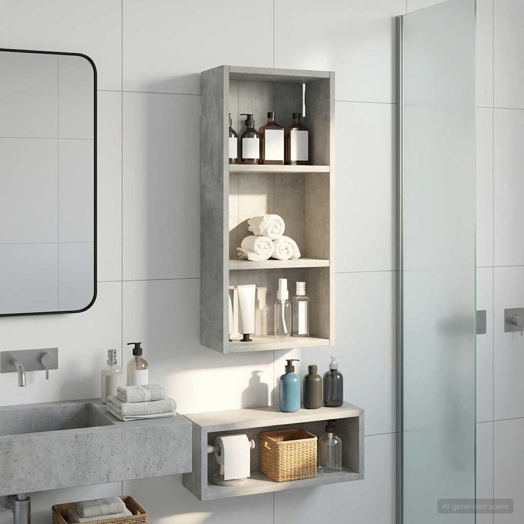 Badezimmer-Wandschrank Betongrau 30 x 14 x 70 cm Holzwerkstoff