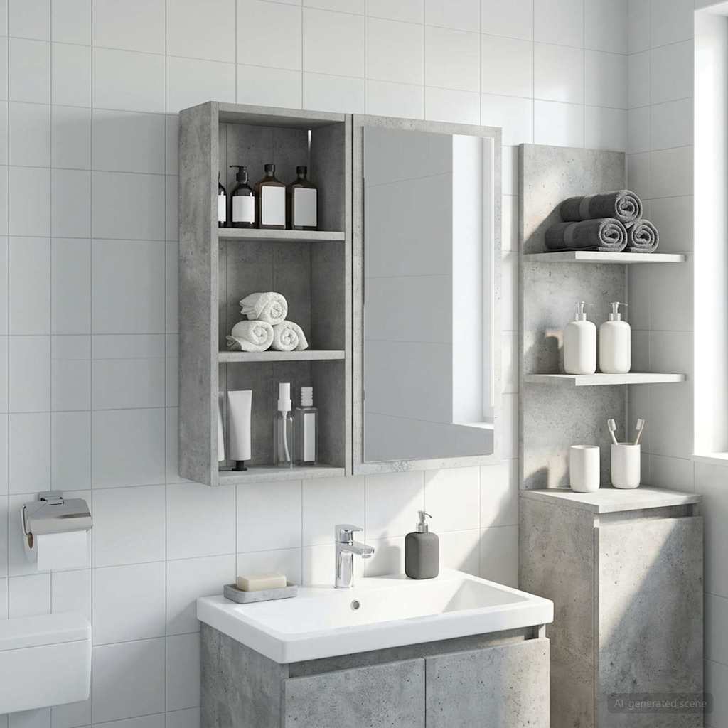 Badezimmer-Wandschrank Betongrau 30 x 14 x 70 cm Holzwerkstoff