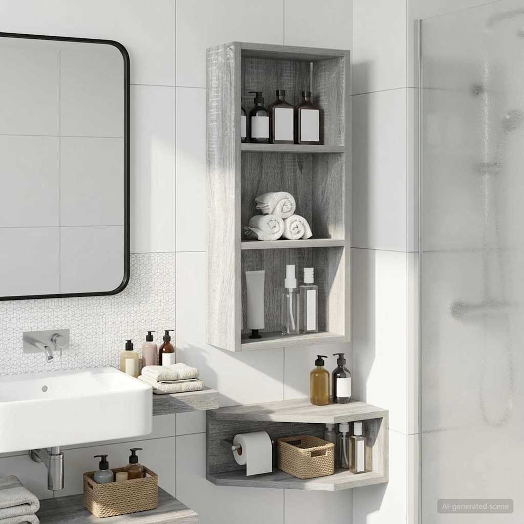 Badezimmer-Wandschrank Sonoma-Grau 30 x 14 x 70 cm