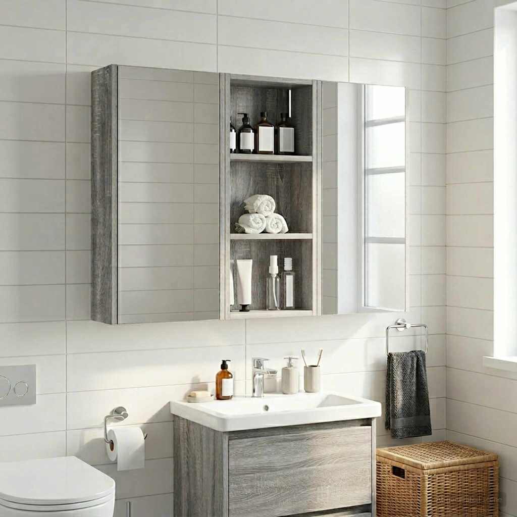 Badezimmer-Wandschrank Sonoma-Grau 30 x 14 x 70 cm