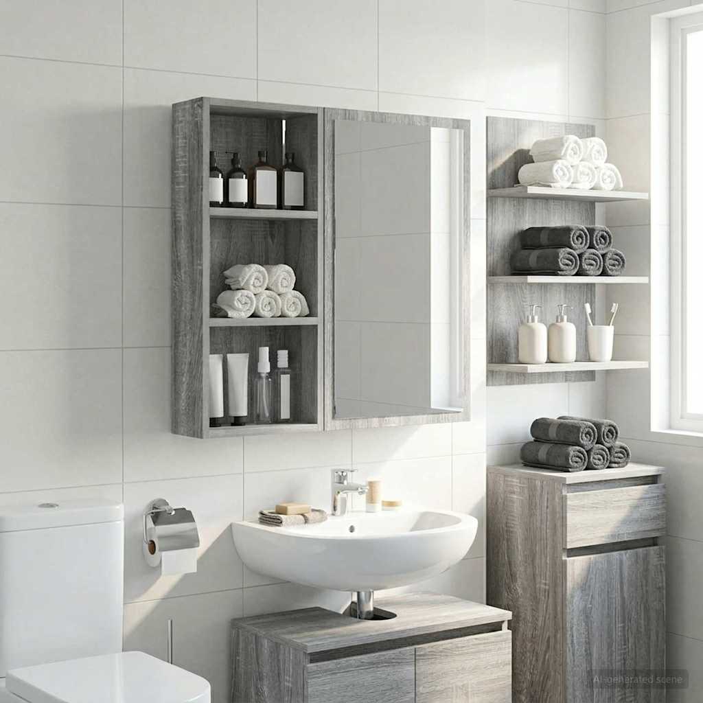 Badezimmer-Wandschrank Sonoma-Grau 30 x 14 x 70 cm