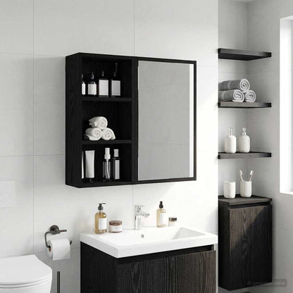 Badezimmer-Wandschrank Schwarz Eichen-Optik 30 x 16 x 62,5 cm