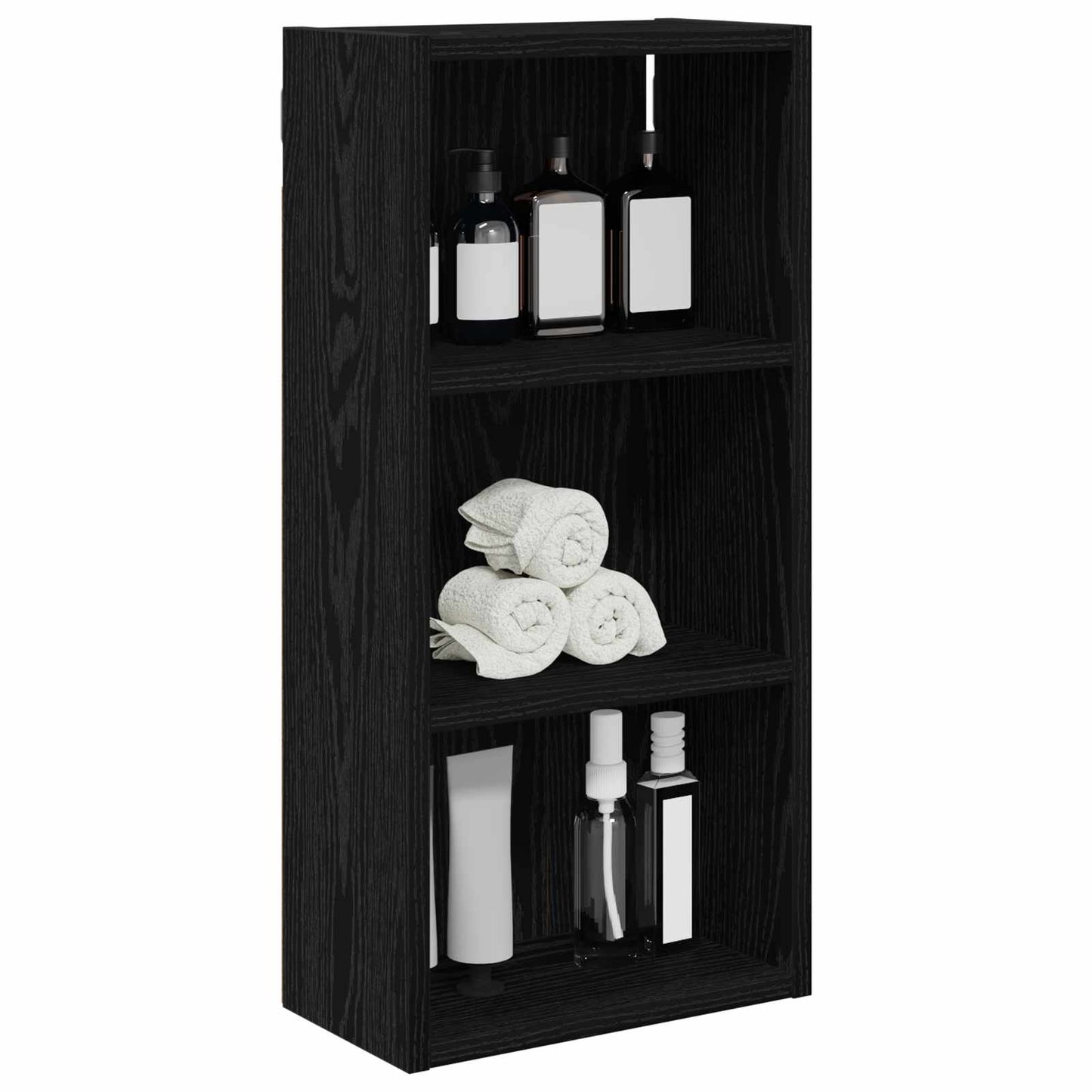 Badezimmer-Wandschrank Schwarz Eichen-Optik 30 x 16 x 62,5 cm