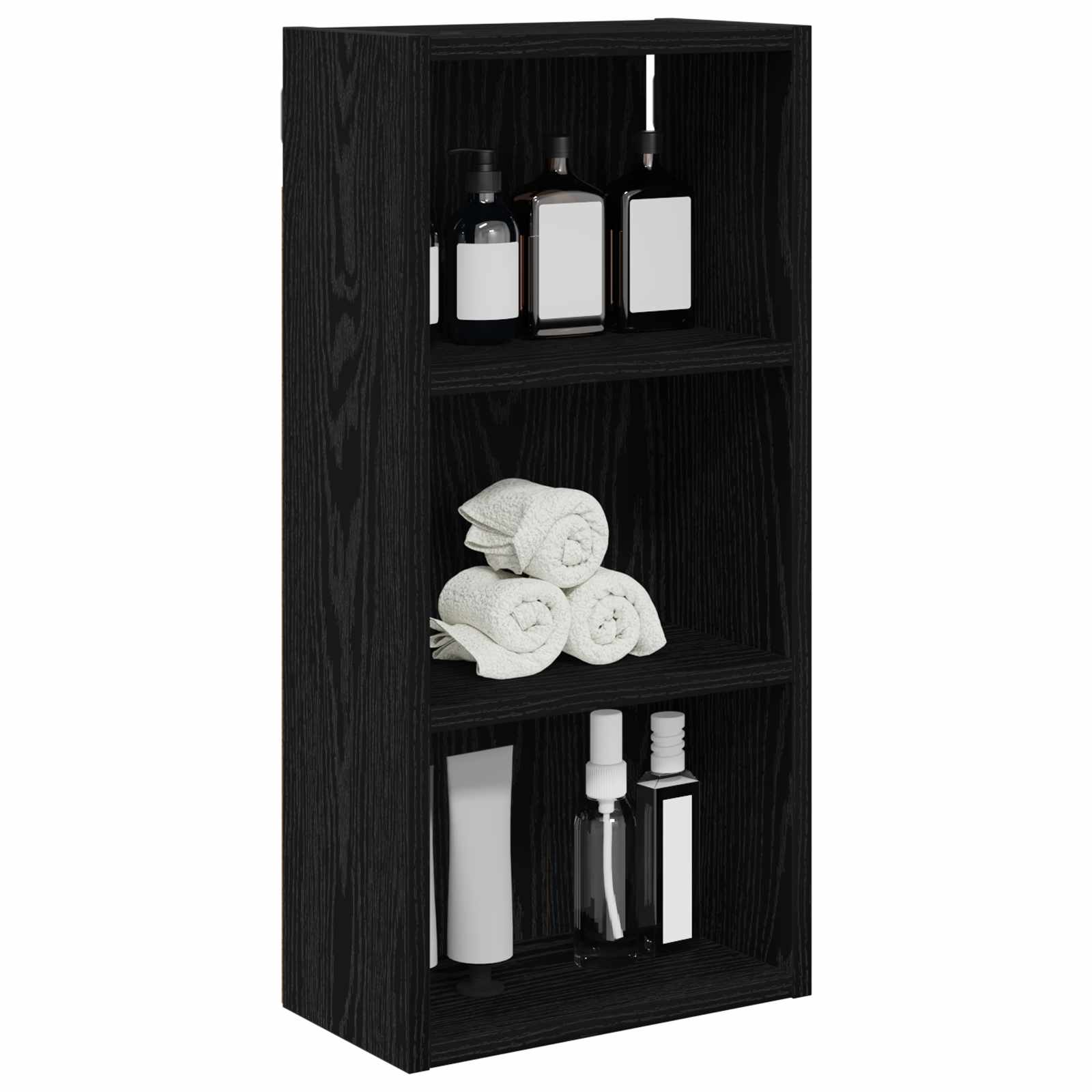 Badezimmer-Wandschrank Schwarz Eichen-Optik 30 x 16 x 62,5 cm