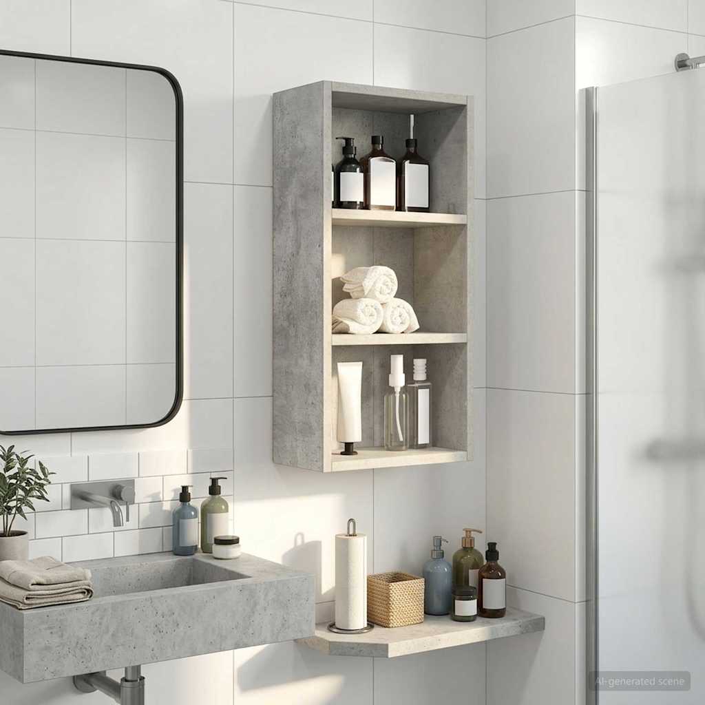 Badezimmer-Wandschrank Betongrau 30 x 16 x 62,5 cm