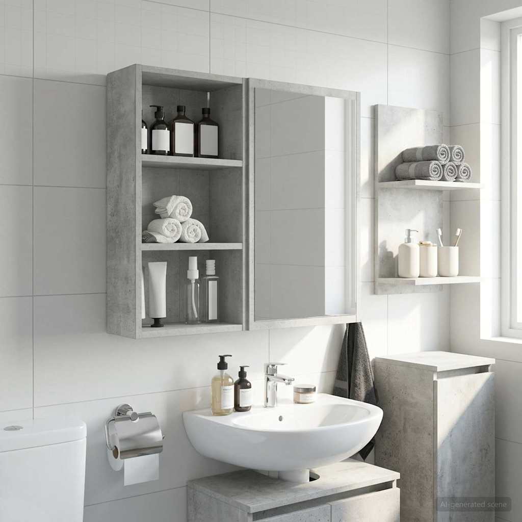 Badezimmer-Wandschrank Betongrau 30 x 16 x 62,5 cm