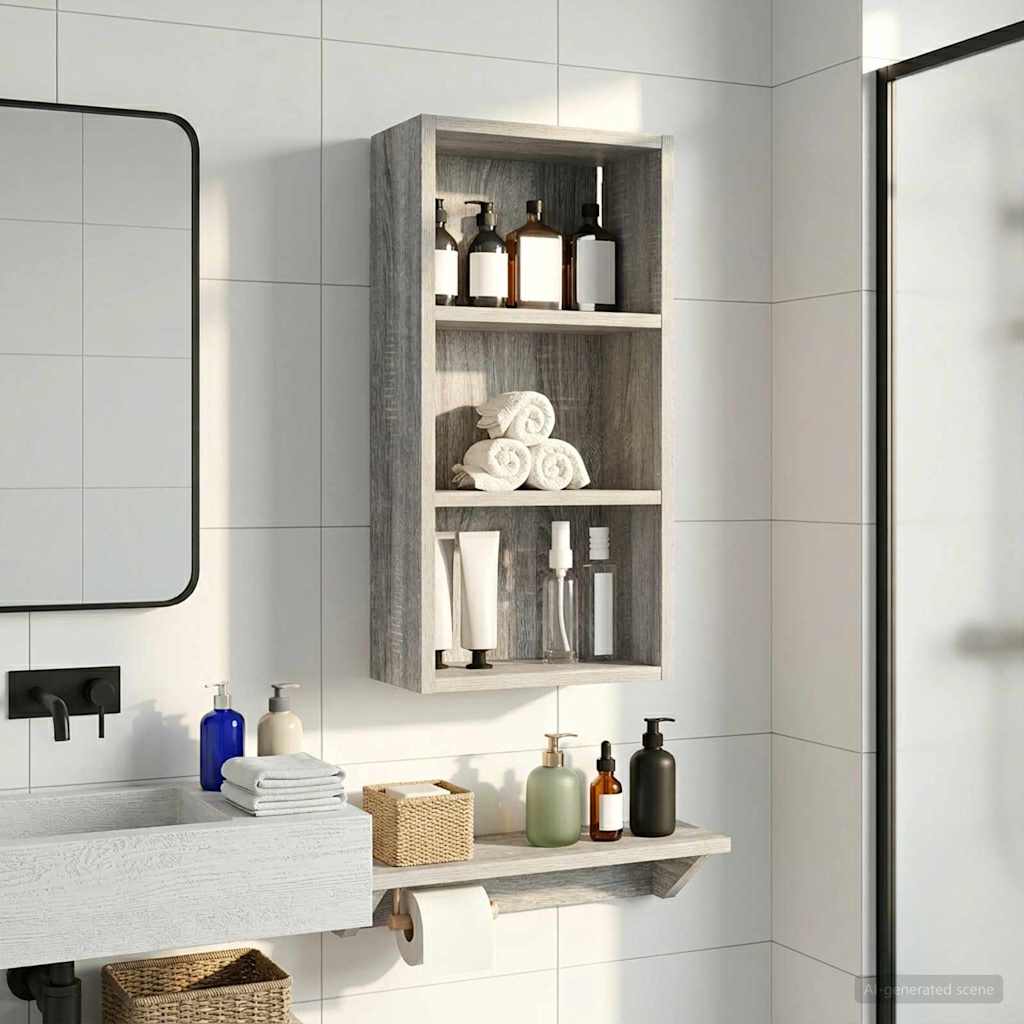 Badezimmer-Wandschrank Sonoma-Grau 30 x 16 x 62,5 cm