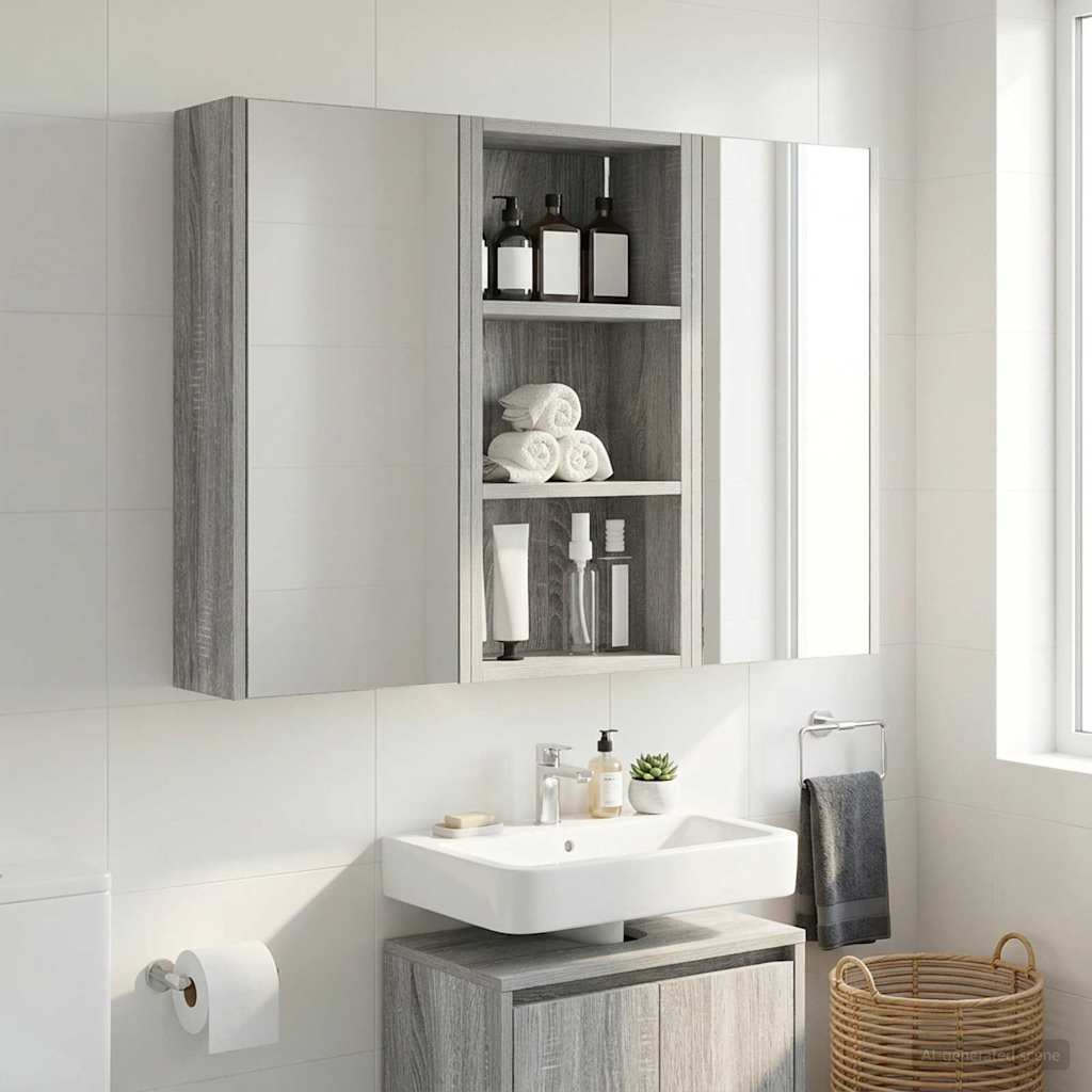Badezimmer-Wandschrank Sonoma-Grau 30 x 16 x 62,5 cm