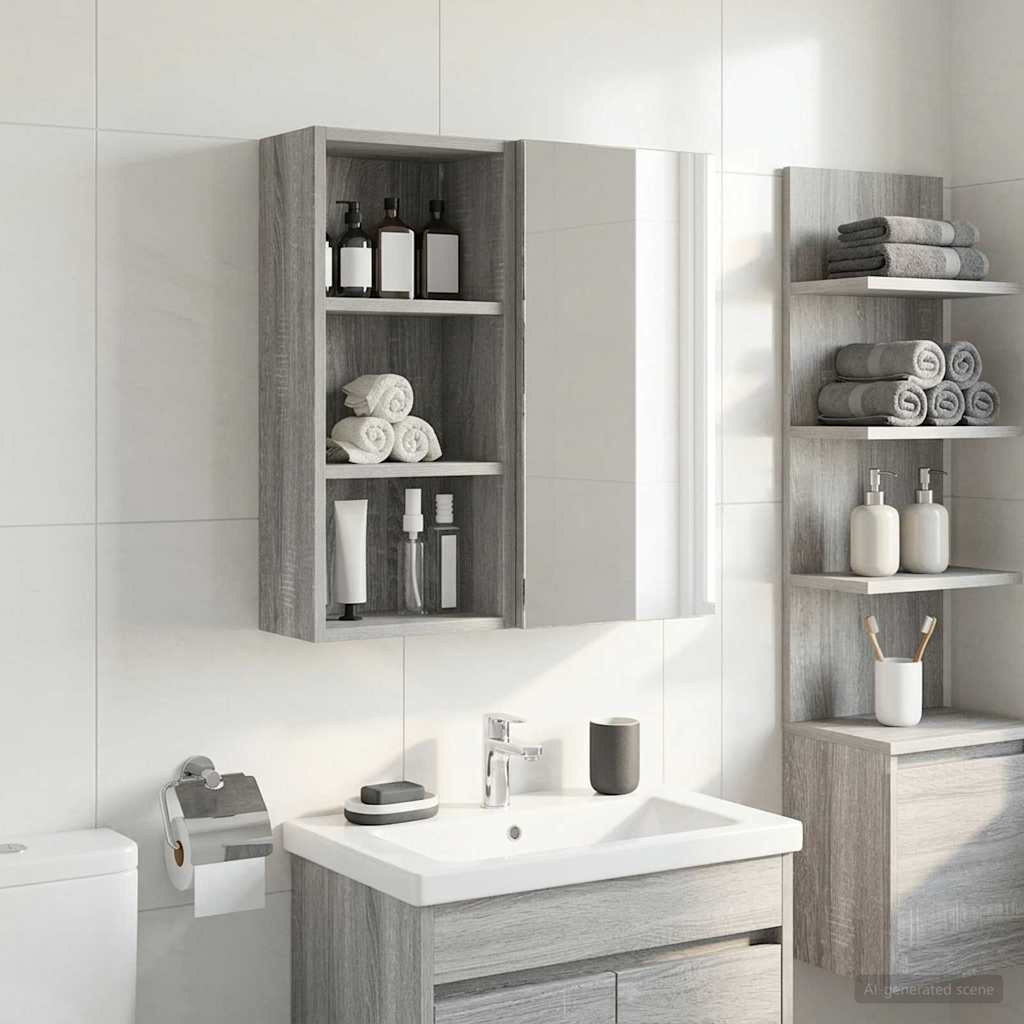 Badezimmer-Wandschrank Sonoma-Grau 30 x 16 x 62,5 cm