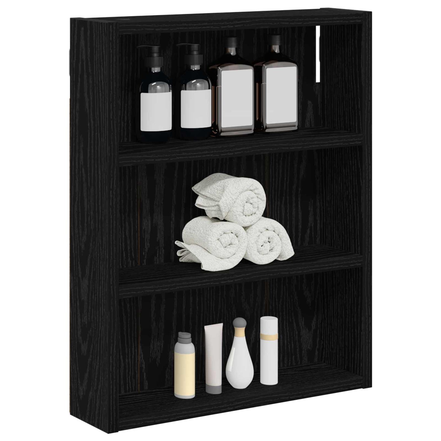 Badezimmer-Wandschrank Schwarz Eichen-Optik 40 x 10 x 50 cm