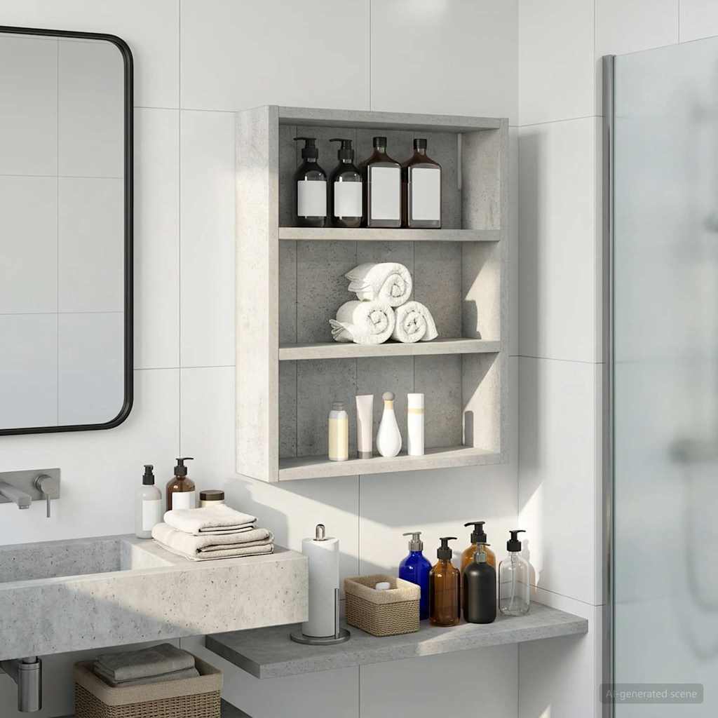 Badezimmer-Wandschrank Betongrau 40 x 10 x 50 cm Holzwerkstoff