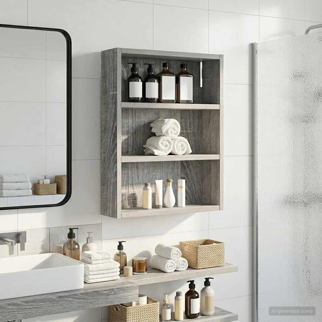 Badezimmer-Wandschrank Sonoma-Grau 40 x 10 x 50 cm