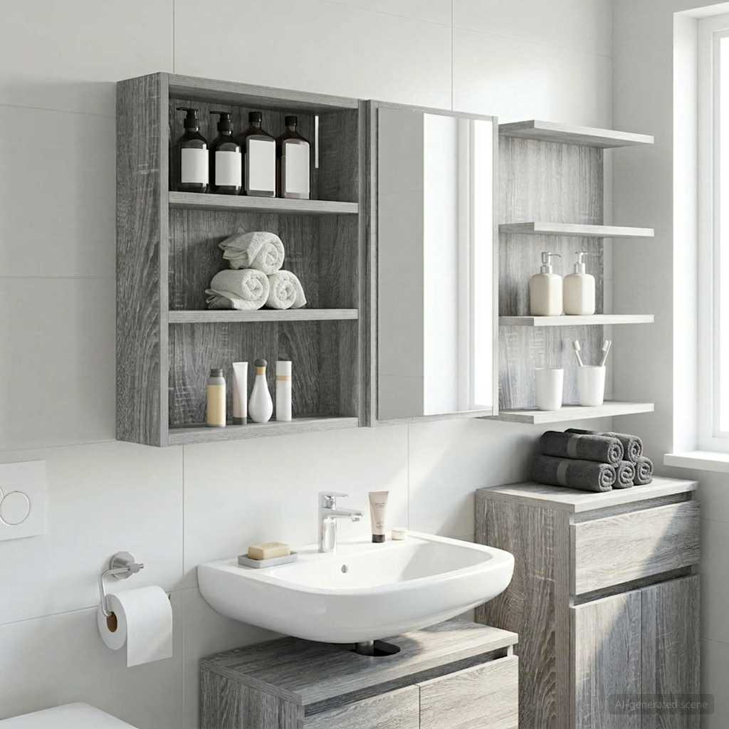 Badezimmer-Wandschrank Sonoma-Grau 40 x 10 x 50 cm