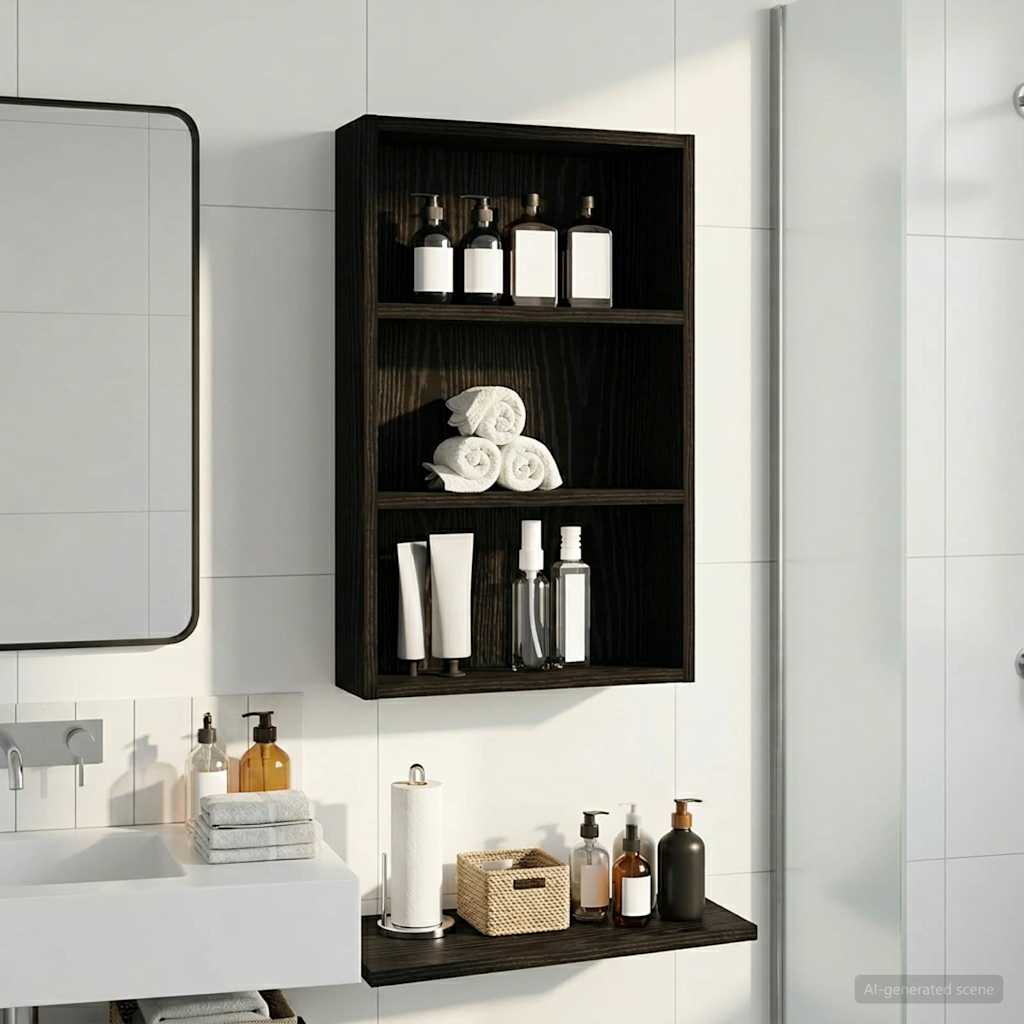 Badezimmer-Wandschrank Schwarz Eichen-Optik 40 x 10 x 60,5 cm