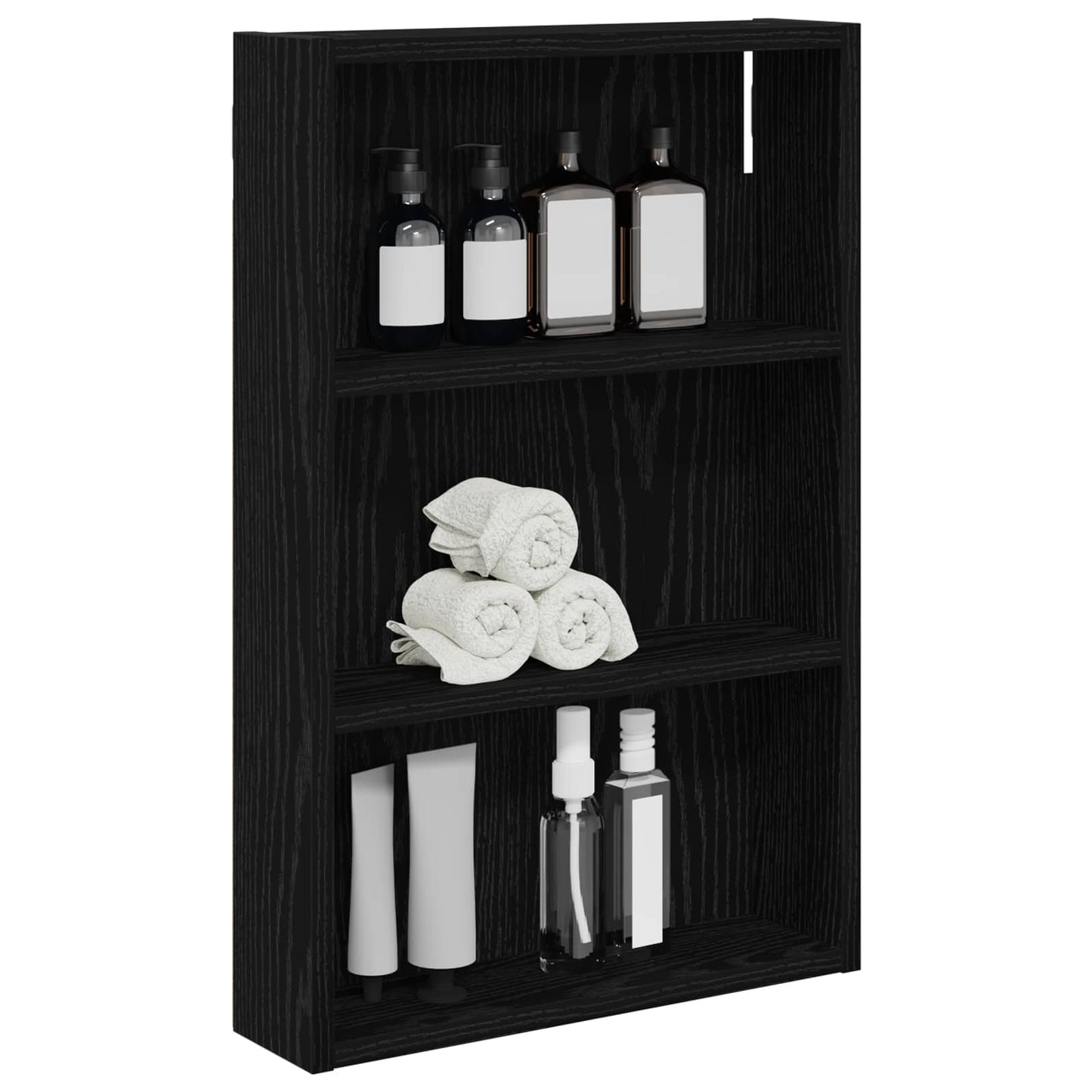 Badezimmer-Wandschrank Schwarz Eichen-Optik 40 x 10 x 60,5 cm