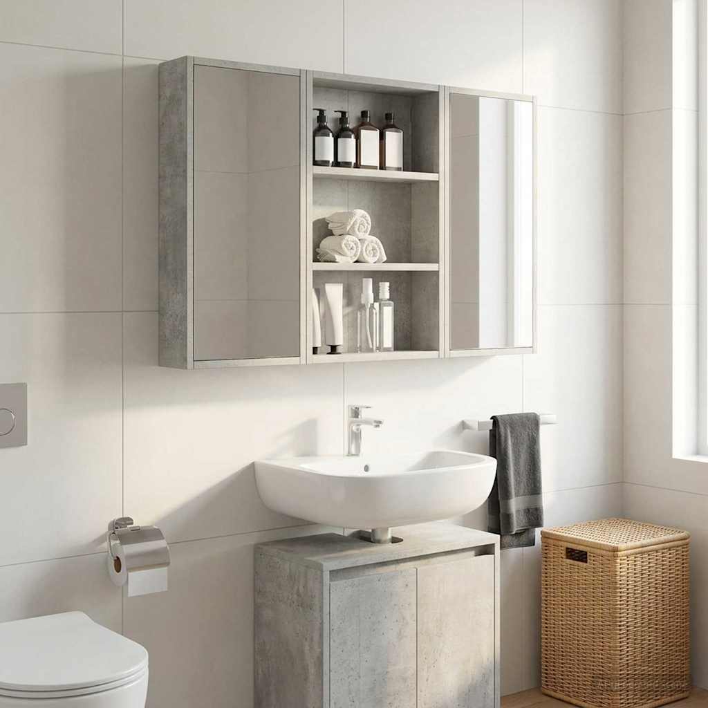 Badezimmer-Wandschrank Betongrau 40 x 10 x 60,5 cm