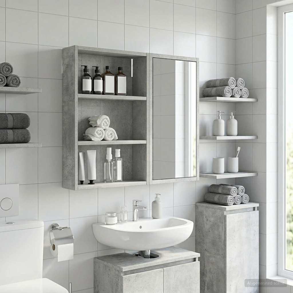Badezimmer-Wandschrank Betongrau 40 x 10 x 60,5 cm