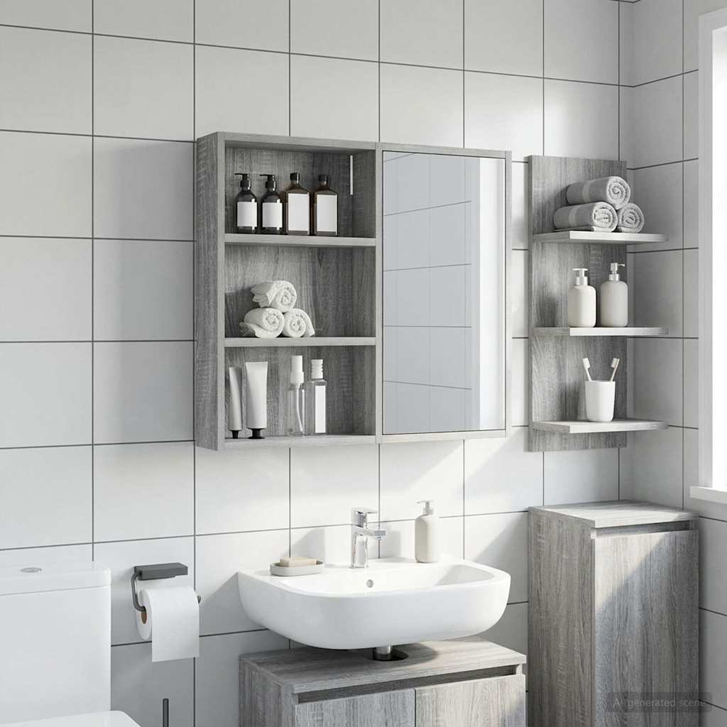 Badezimmer-Wandschrank Sonoma-Grau 40 x 10 x 60,5 cm