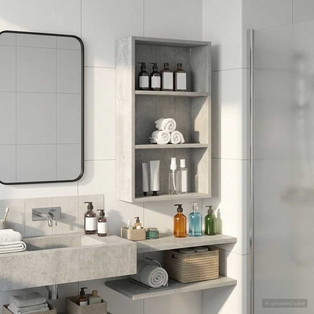 Badezimmer-Wandschrank Betongrau 40 x 14 x 70 cm Holzwerkstoff