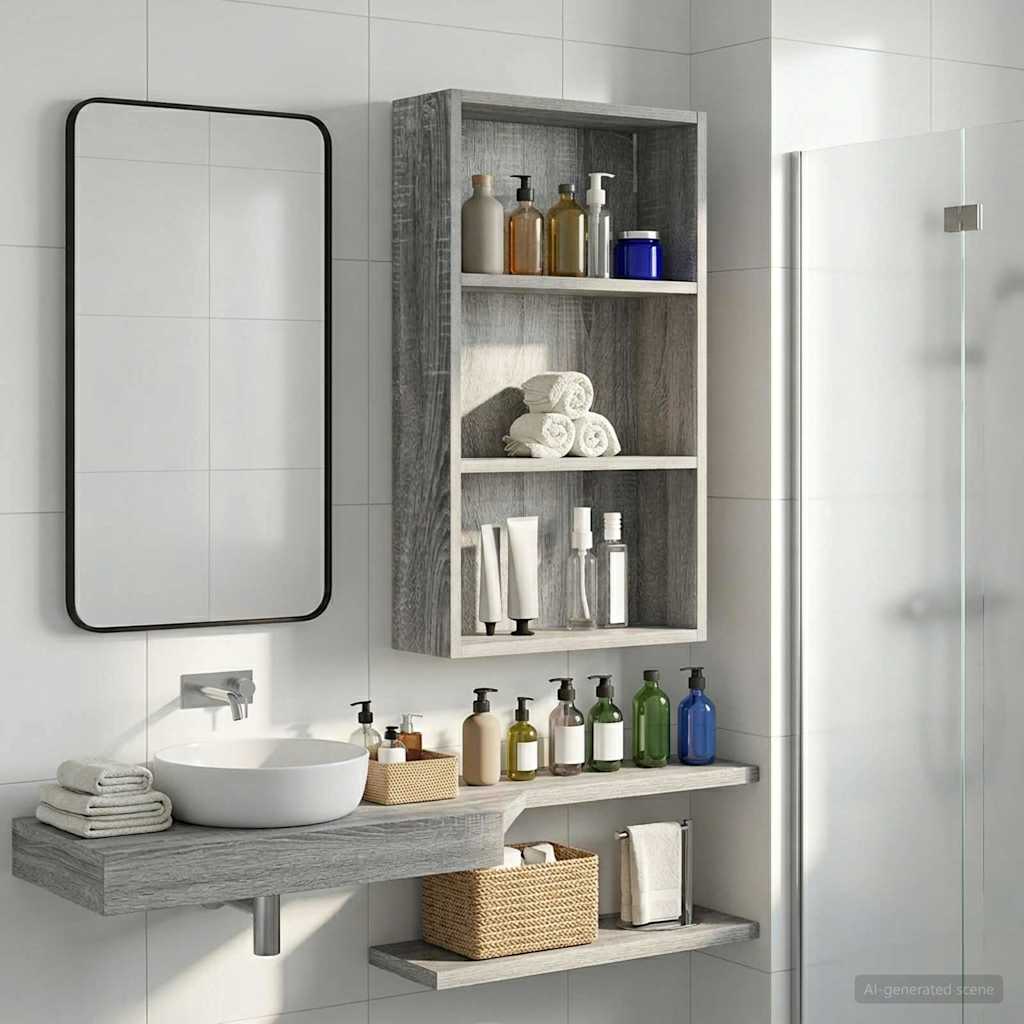 Badezimmer-Wandschrank Sonoma-Grau 40 x 14 x 70 cm