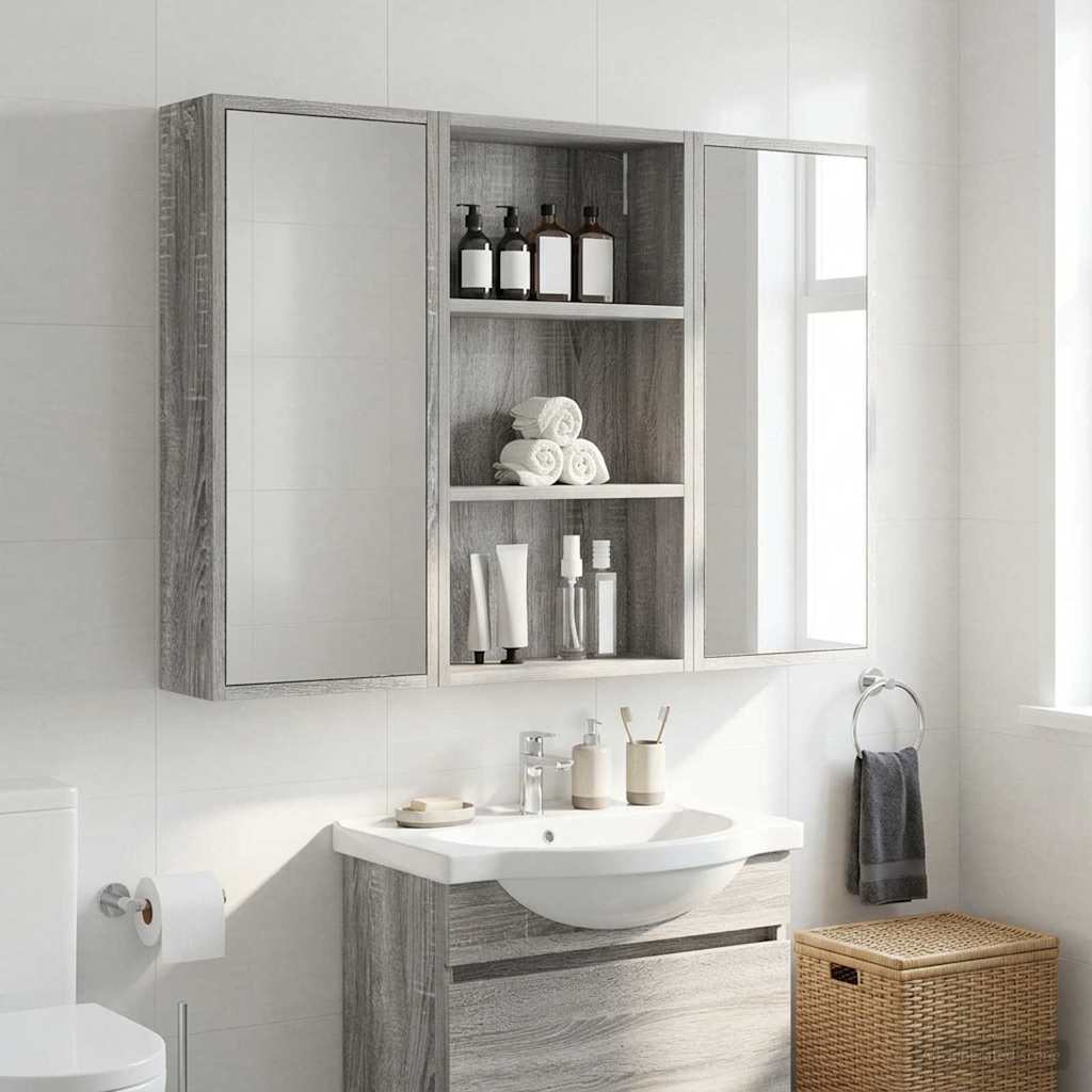 Badezimmer-Wandschrank Sonoma-Grau 40 x 14 x 70 cm