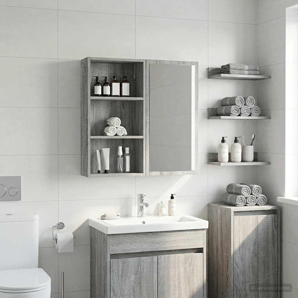 Badezimmer-Wandschrank Sonoma-Grau 40 x 14 x 70 cm
