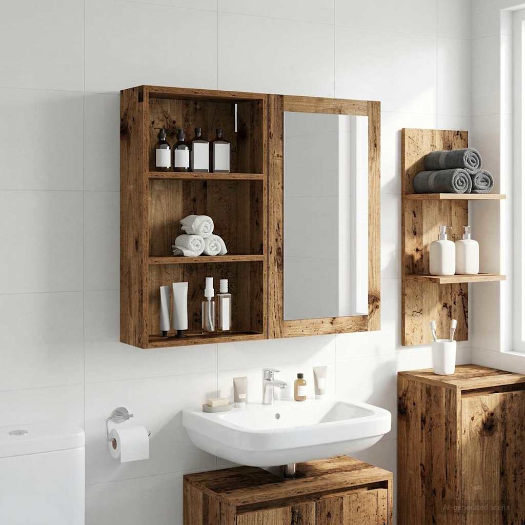 Badezimmer-Wandschrank Altholz 40 x 14 x 70 cm Holzwerkstoff