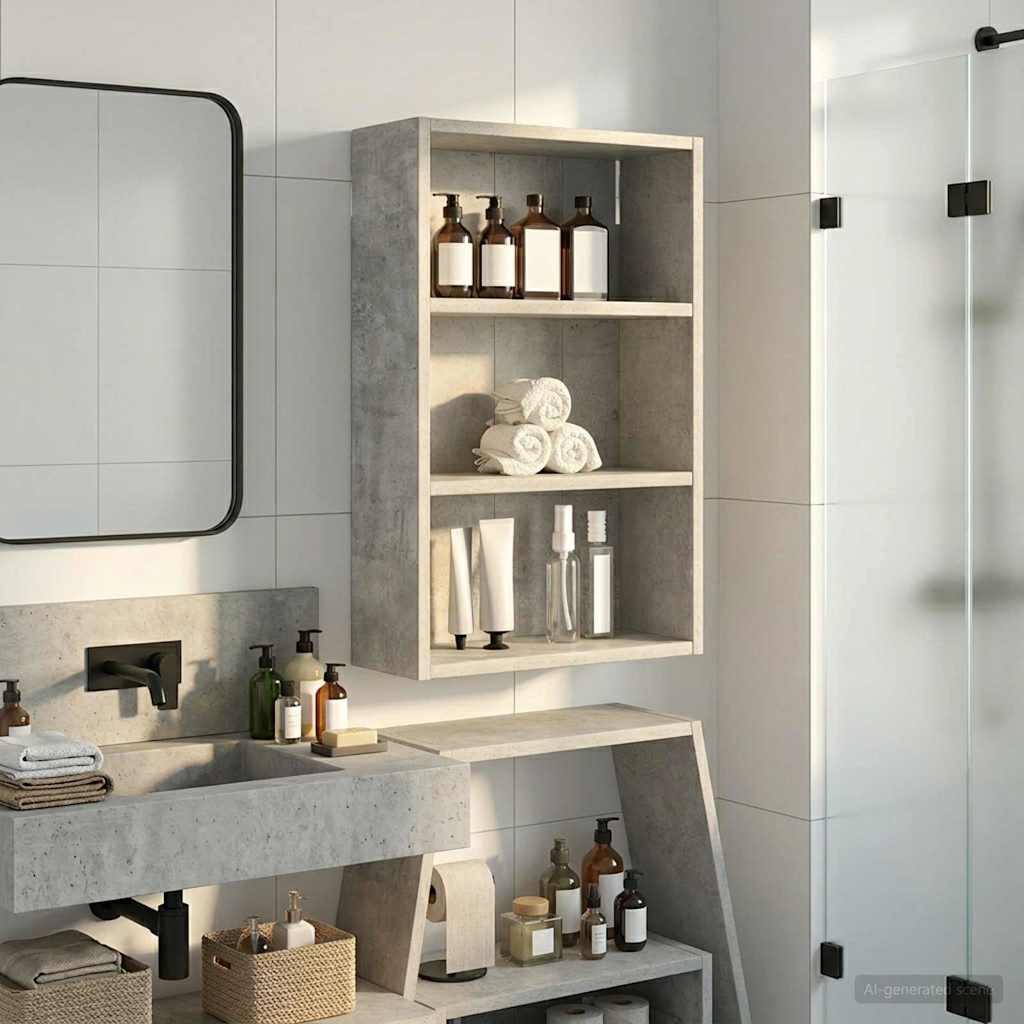 Badezimmer-Wandschrank Betongrau 40 x 16 x 62,5 cm