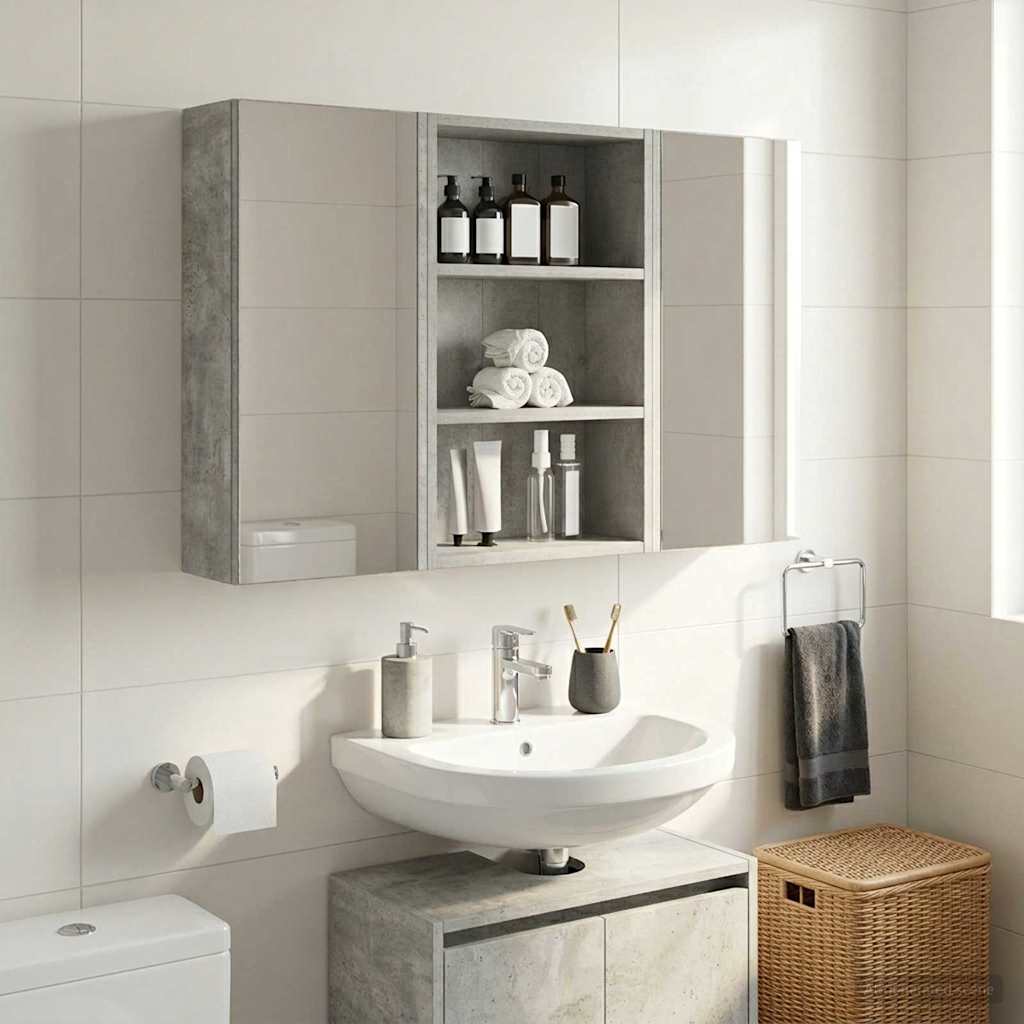 Badezimmer-Wandschrank Betongrau 40 x 16 x 62,5 cm