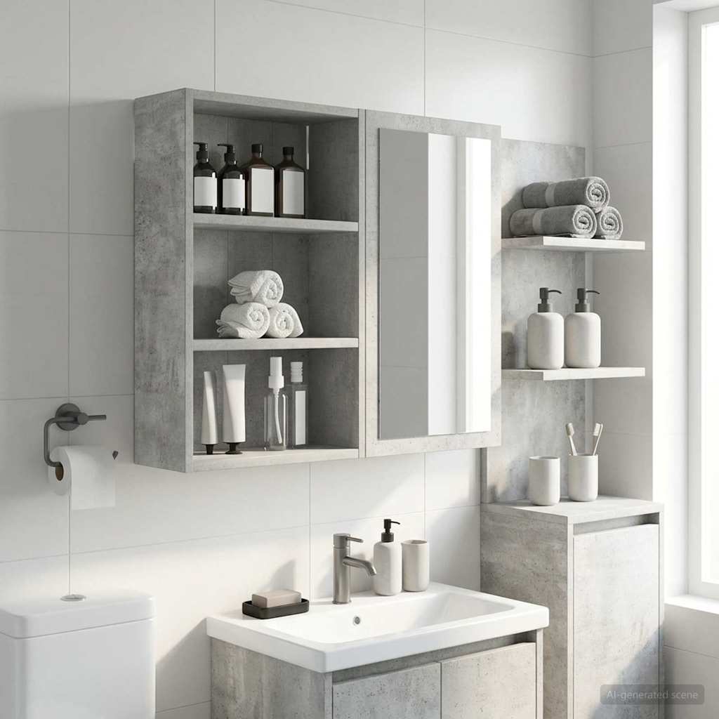 Badezimmer-Wandschrank Betongrau 40 x 16 x 62,5 cm