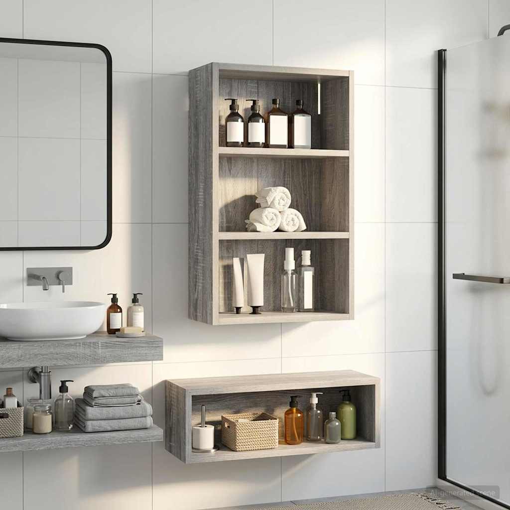 Badezimmer-Wandschrank Sonoma-Grau 40 x 16 x 62,5 cm