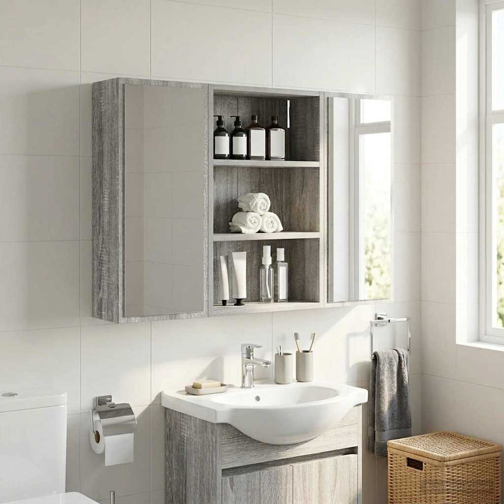 Badezimmer-Wandschrank Sonoma-Grau 40 x 16 x 62,5 cm