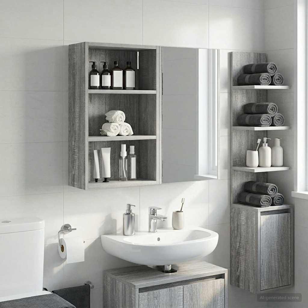 Badezimmer-Wandschrank Sonoma-Grau 40 x 16 x 62,5 cm