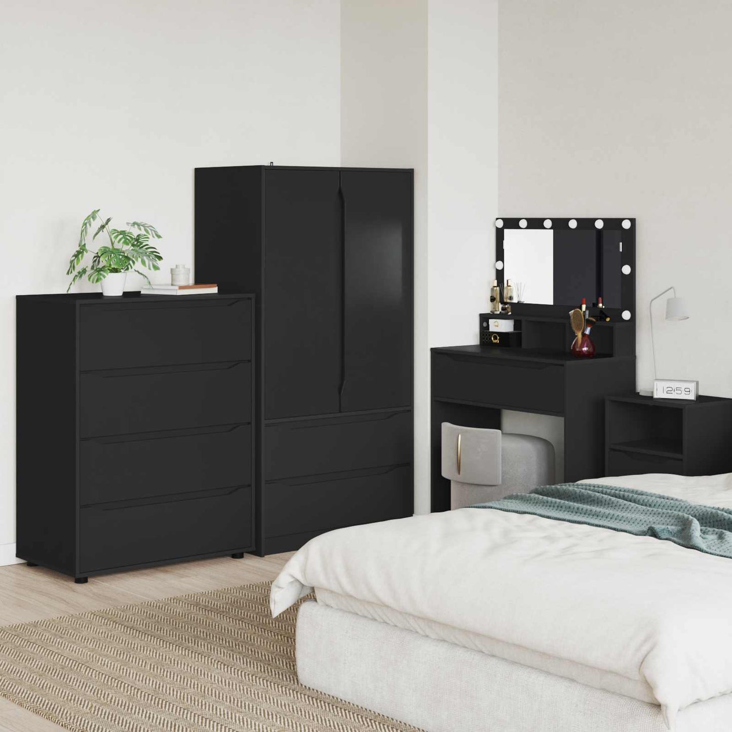 Stauraumschränke 80 x 48 x 105 cm Holzwerkstoff Schwarz