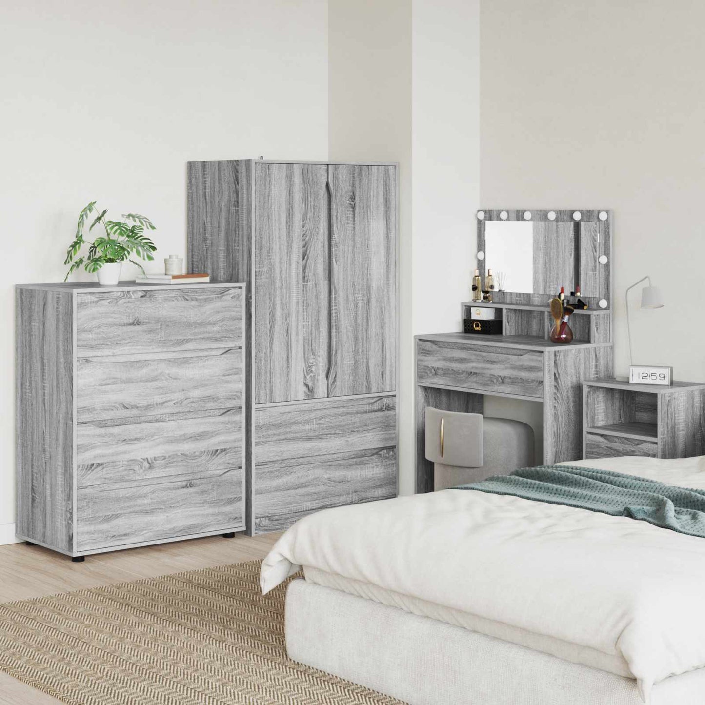 Stauraumschränke 80 x 48 x 105 cm Holzwerkstoff Graues Sonoma