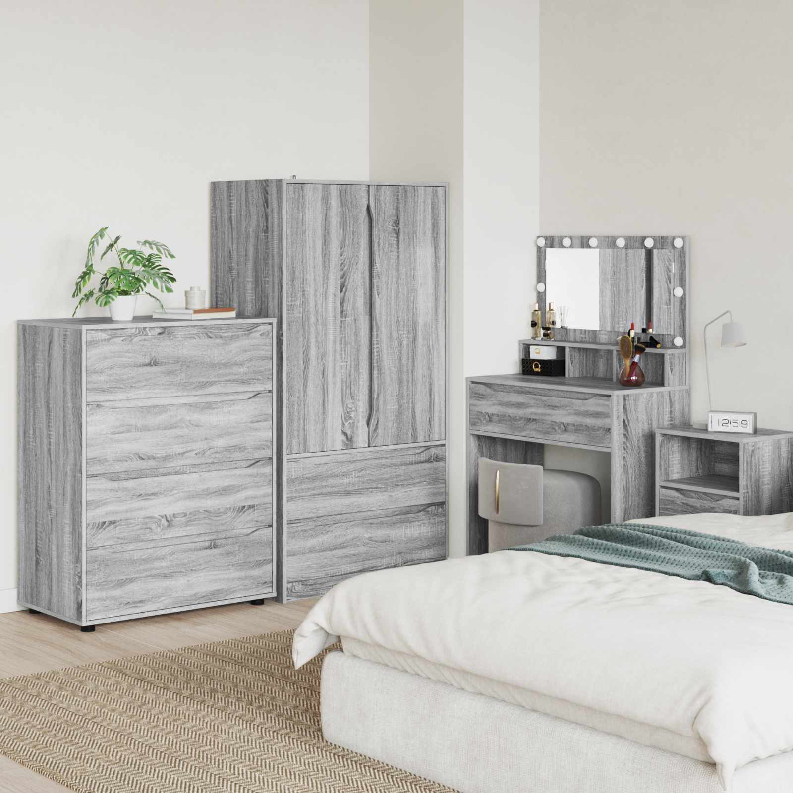 Stauraumschränke 80 x 48 x 105 cm Holzwerkstoff Graues Sonoma