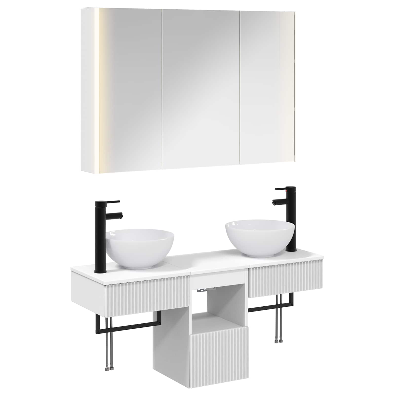 Badezimmerschrank-Set 4 stk. Weiß Holzwerkstoff