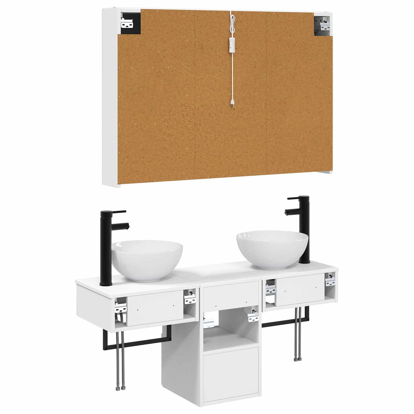 Badezimmerschrank-Set 4 stk. Weiß Holzwerkstoff