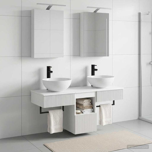 Badezimmerschrank-Set 5 stk. Weiß Holzwerkstoff