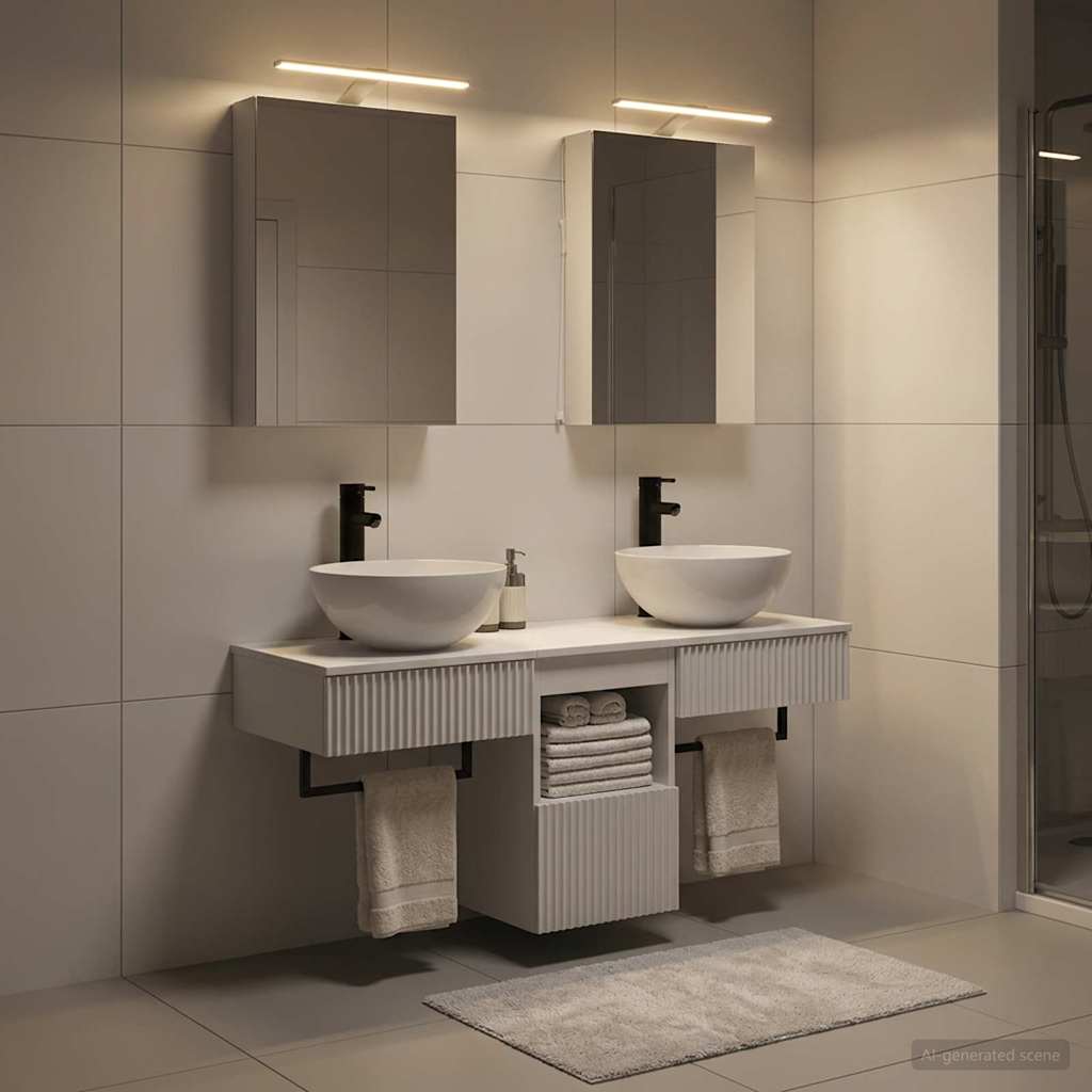 Badezimmerschrank-Set 5 stk. Weiß Holzwerkstoff