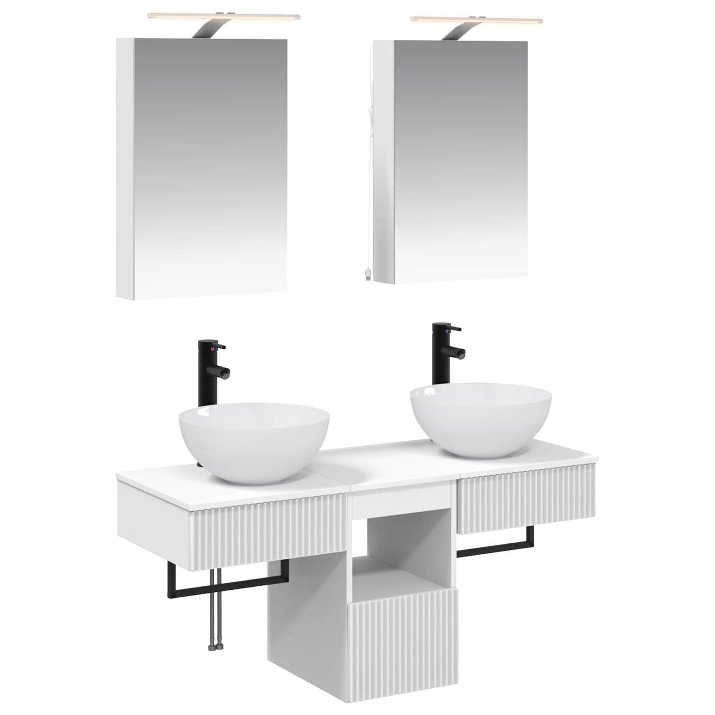 Badezimmerschrank-Set 5 stk. Weiß Holzwerkstoff
