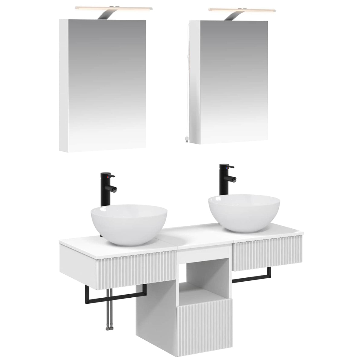 Badezimmerschrank-Set 5 stk. Weiß Holzwerkstoff