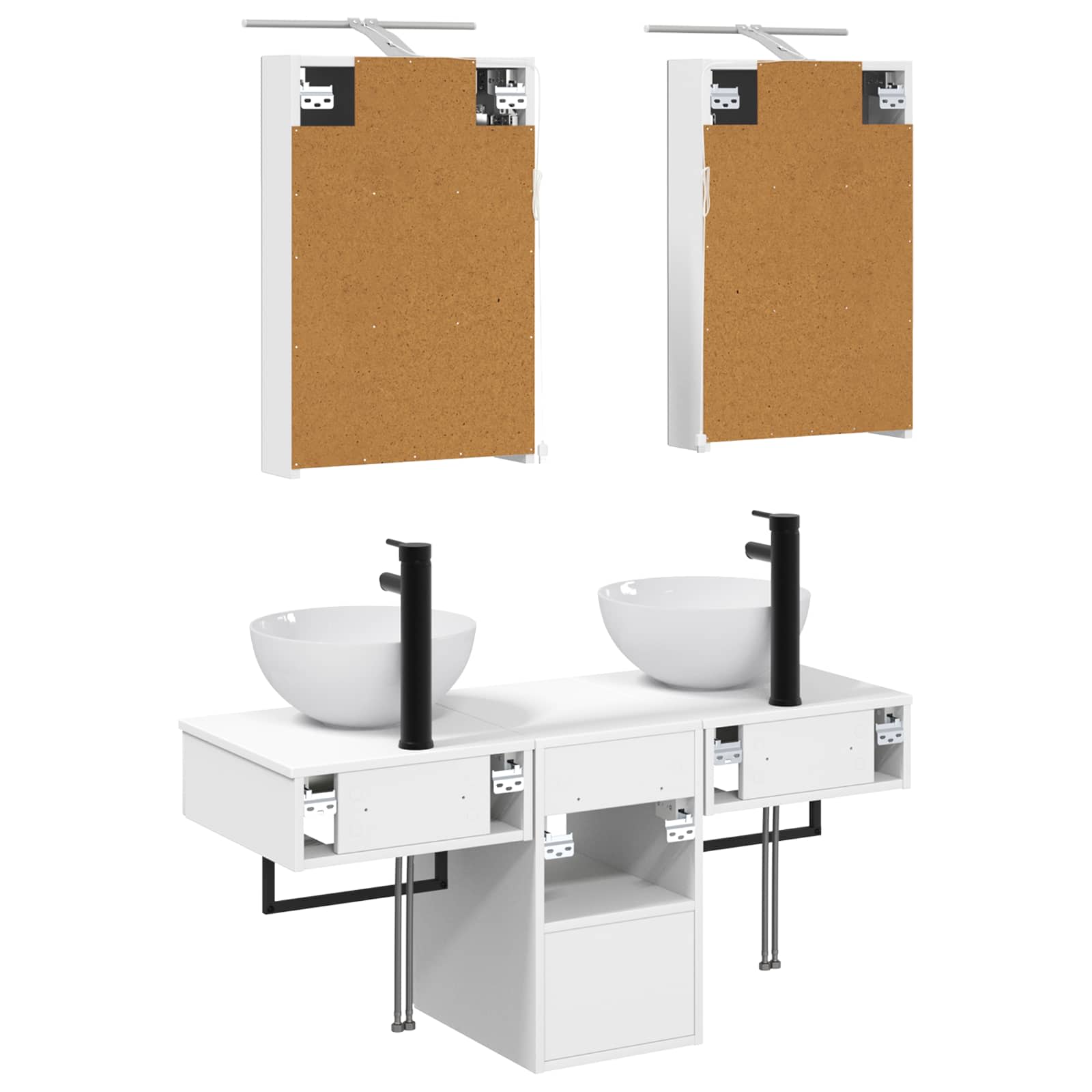 Badezimmerschrank-Set 5 stk. Weiß Holzwerkstoff