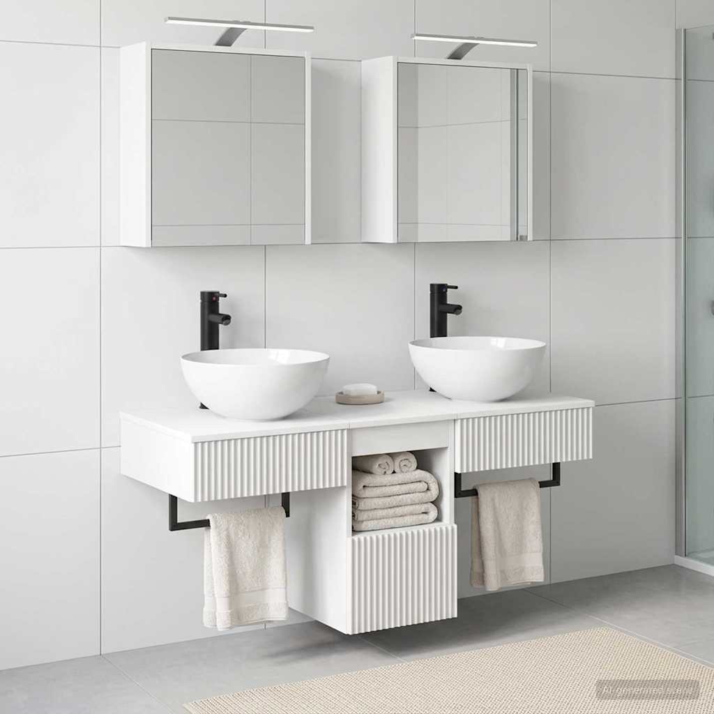 Badezimmerschrank-Set 5 stk. Weiß Holzwerkstoff