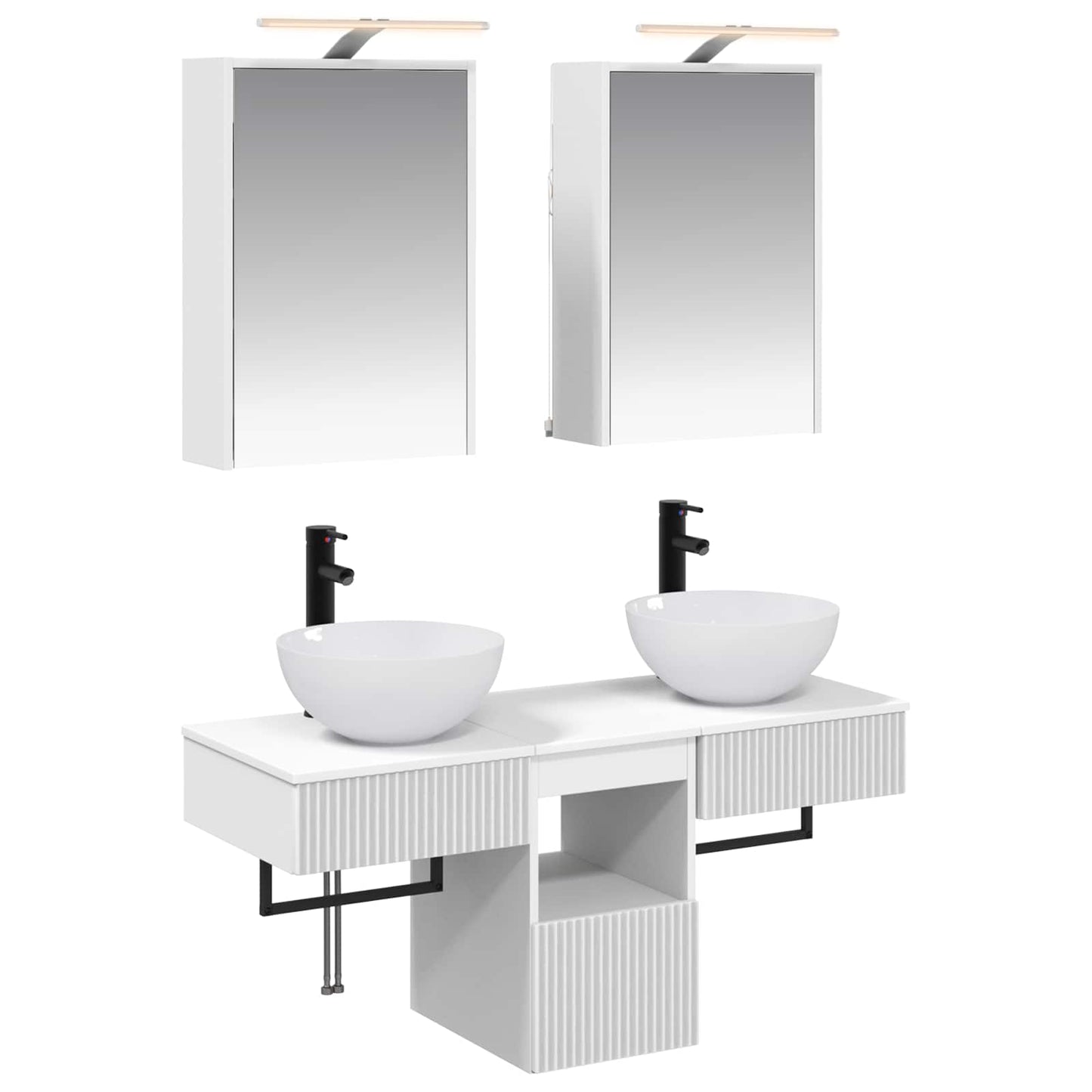 Badezimmerschrank-Set 5 stk. Weiß Holzwerkstoff
