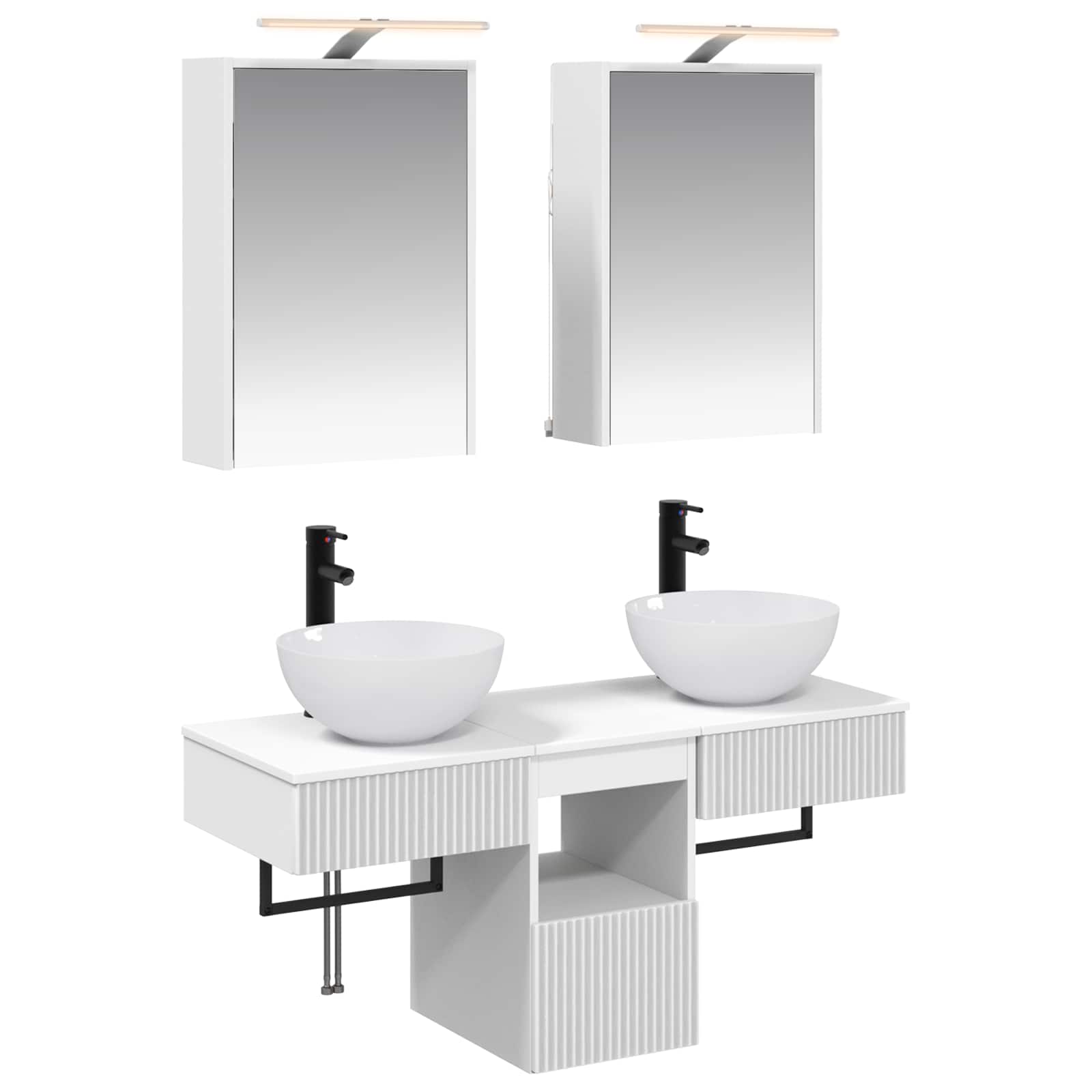 Badezimmerschrank-Set 5 stk. Weiß Holzwerkstoff