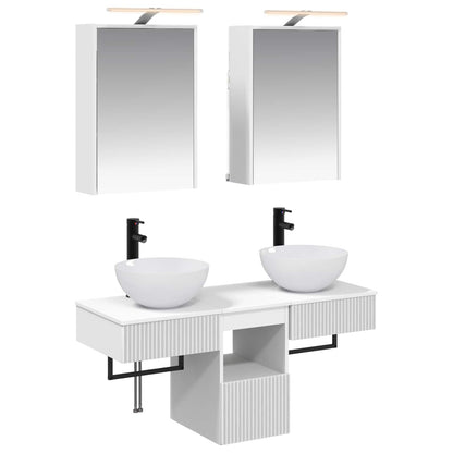Badezimmerschrank-Set 5 stk. Weiß Holzwerkstoff