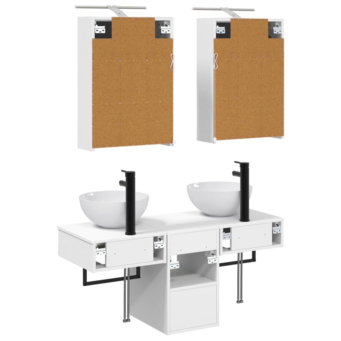 Badezimmerschrank-Set 5 stk. Weiß Holzwerkstoff