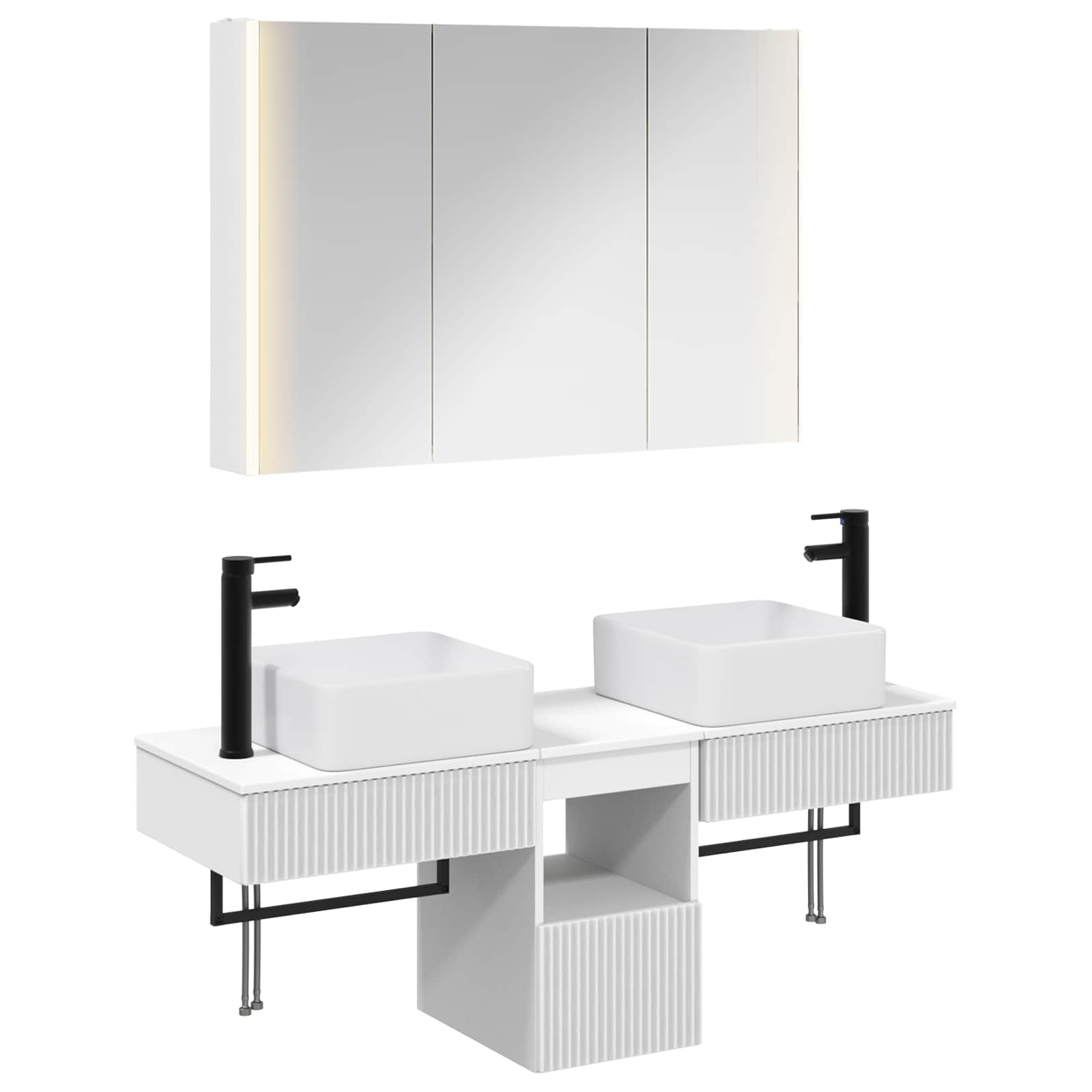 Badezimmerschrank-Set 4 stk. Weiß Holzwerkstoff